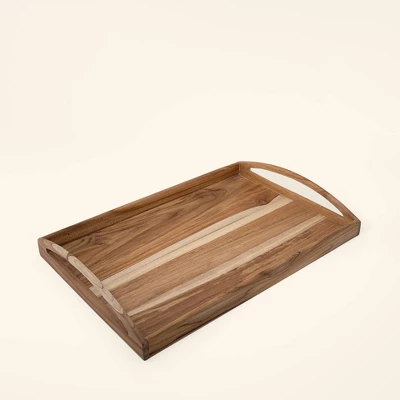 Handmade Serving & Decor Teak Wood Rectangle Tray-18 X 11 X 2.5 Inch 2 Handmade Serving & Decor Teak Wood Rectangle Tray-18 X 11 X 2.5 Inch - Image 2