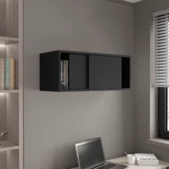 Wall Cabinet 13" H, 2 Sliding Doors, 1 Shelf, Black -Bold Design Store GUEST fb9a89d2 2961 40b7 9df1 684f12001742