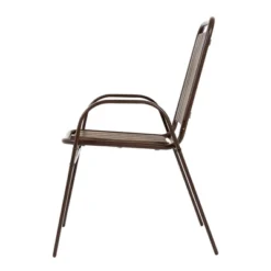 5-Piece Plastic Chair And Steel Table Outdoor Dining Set, Plastic Chairs And Table Set For Garden Patio, Brown -Bold Design Store GUEST fc012bd6 f833 4001 b567 67f22c9f0b16 1