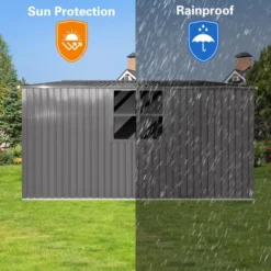 New Outdoor Storage Shed Has Two Functions:Metal Shed And Firewood Shed 14 Ft X 12 Ft, More Suitable For Winter , Grey -Bold Design Store GUEST fc635c50 6c47 41d8 ab84 a19c6e017e34