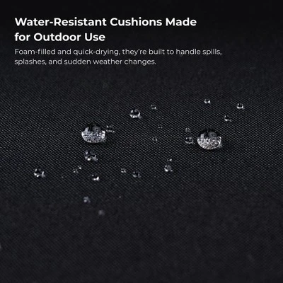 4-Piece Patio Furniture Set Outdoor Balcony Porch Garden Backyard Lawn Furniture Acacia Wood Table Top, Morden Black And Light Brown 3 4-Piece Patio Furniture Set Outdoor Balcony Porch Garden Backyard Lawn Furniture Acacia Wood Table Top, Morden Black And Light Brown - Image 3