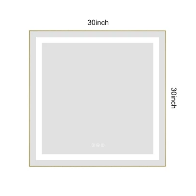 30 X 30 Inch LED Bathroom Mirror With Front And Backlight,Wall Mounted Vanity Mirror With Aluminum Frame,Anti-Fog, Memory, 3 Colors, Stepless Dimmable 4 30 X 30 Inch LED Bathroom Mirror With Front And Backlight,Wall Mounted Vanity Mirror With Aluminum Frame,Anti-Fog, Memory, 3 Colors, Stepless Dimmable - Image 4
